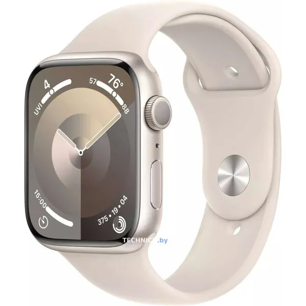 Умные часы Apple Watch Series 9 41 мм (алюминиевый корпус, звездный свет/звездный свет, спортивный силиконовый ремешок M/L)