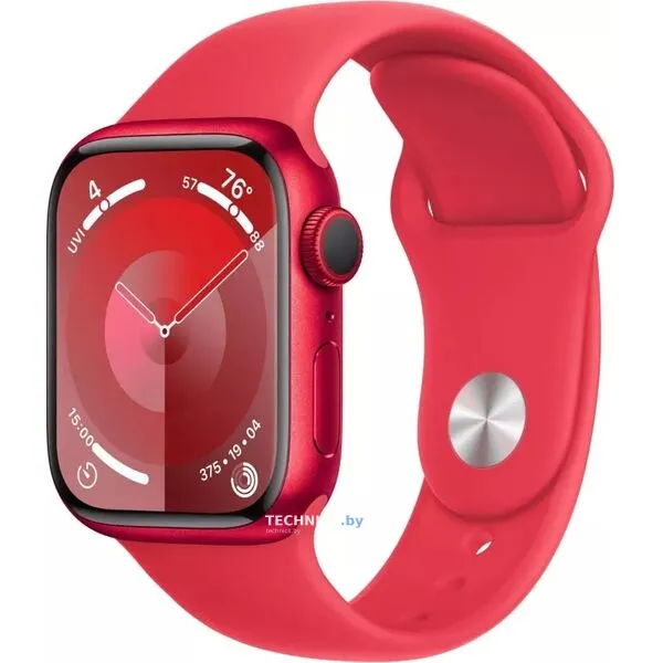 Умные часы Apple Watch Series 9 45 мм (алюминиевый корпус, красный/красный, спортивный силиконовый ремешок S/M)