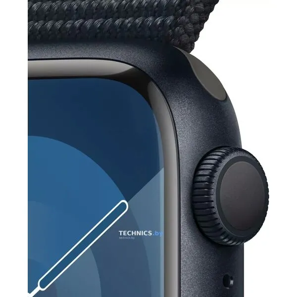 Умные часы Apple Watch Series 9 45 мм (алюминиевый корпус, полуночный/полуночный, нейлоновый ремешок)
