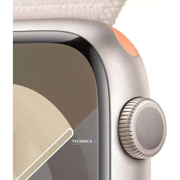 Умные часы Apple Watch Series 9 45 мм (алюминиевый корпус, звездный свет/звездный свет, нейлоновый ремешок)