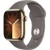 Умные часы Apple Watch Series 9 LTE 41 мм (корпус из нержавеющей стали, золотистый/темно-серый, спортивный силиконовый ремешок S/M)