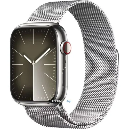 Умные часы Apple Watch Series 9 LTE 45 мм (корпус из нержавеющей стали, серебристый/миланский серебристый)