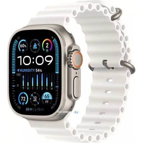 Умные часы Apple Watch Ultra 2 LTE 49 мм (титановый корпус, титановый/белый, ремешок из эластомера)