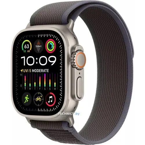 Умные часы Apple Watch Ultra 2 LTE 49 мм (титановый корпус, титановый/черно-синий, нейлоновый ремешок размера S/M)
