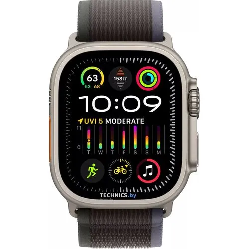 Умные часы Apple Watch Ultra 2 LTE 49 мм (титановый корпус, титановый/черно-синий, нейлоновый ремешок размера S/M)