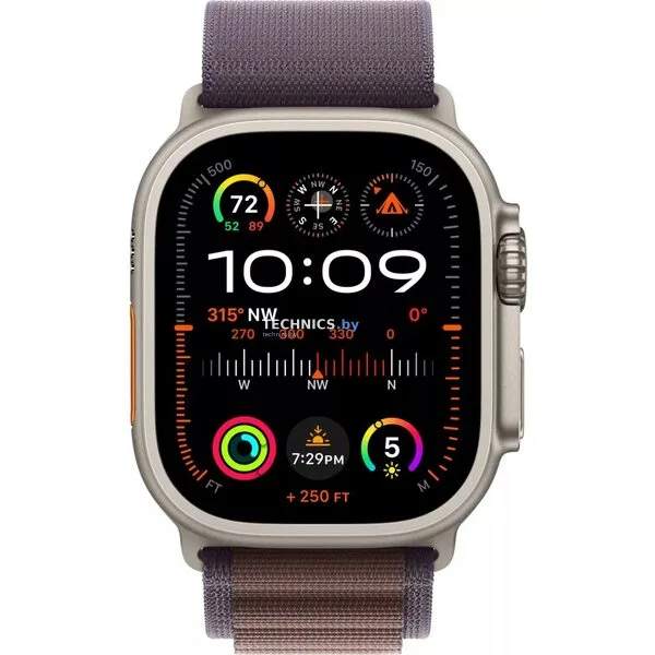 Умные часы Apple Watch Ultra 2 LTE 49 мм (титановый корпус, титановый/индиго, текстильный ремешок размера L)