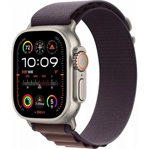 Умные часы Apple Watch Ultra 2 LTE 49 мм (титановый корпус, титановый/индиго, текстильный ремешок размера S)