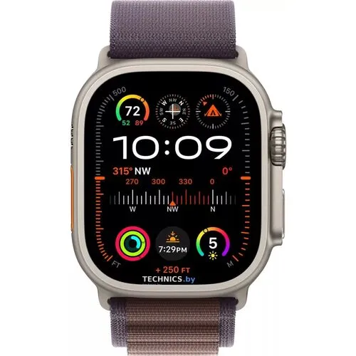 Умные часы Apple Watch Ultra 2 LTE 49 мм (титановый корпус, титановый/индиго, текстильный ремешок размера S)