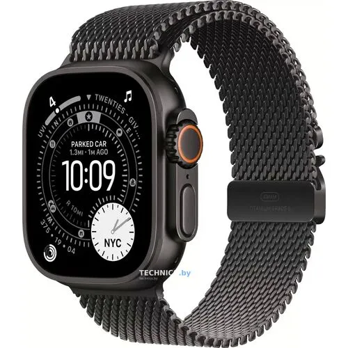 Умные часы Apple Watch Ultra 3 LTE 49 мм (титановый корпус, черный/черный, миланская петля M)