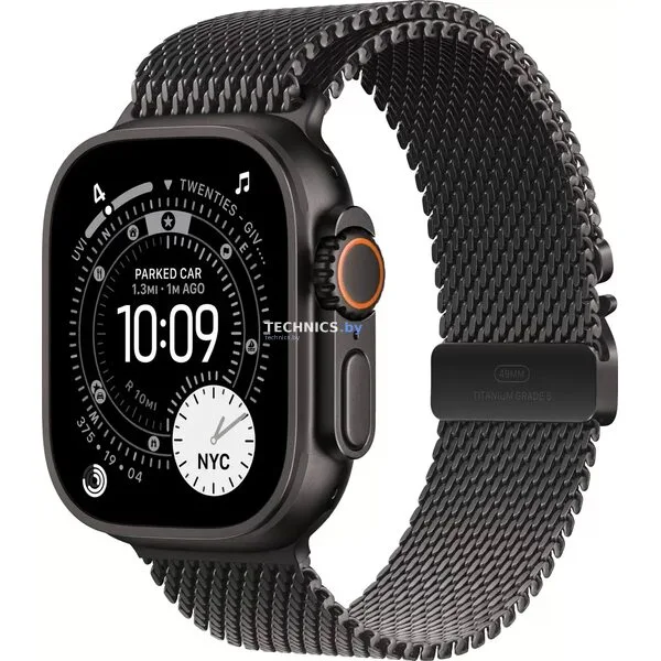 Умные часы Apple Watch Ultra 3 LTE 49 мм (титановый корпус, черный/черный, миланская петля S)