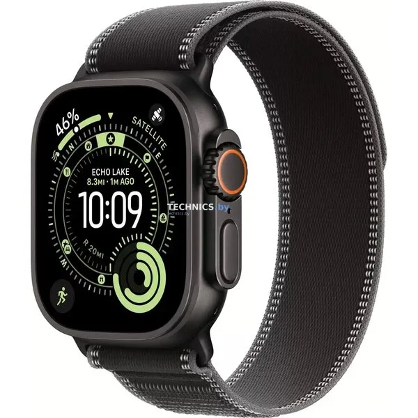 Умные часы Apple Watch Ultra 3 LTE 49 мм (титановый корпус, черный/черный, нейлоновый ремешок размера S/M)