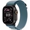 Умные часы Apple Watch Ultra 3 LTE 49 мм (титановый корпус, черный/голубой, текстильный ремешок размера M)