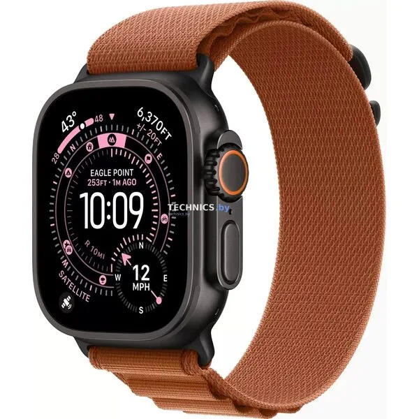 Умные часы Apple Watch Ultra 3 LTE 49 мм (титановый корпус, черный/терракота, текстильный ремешок размера L)