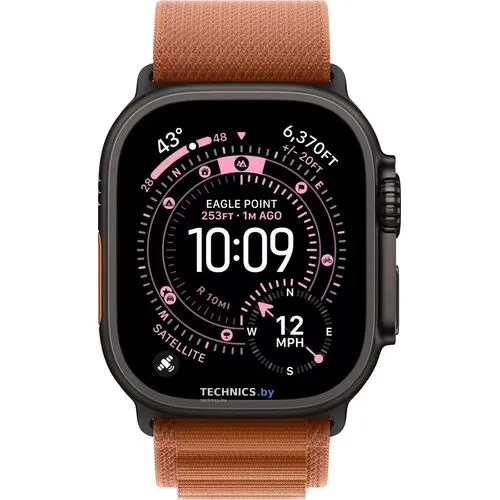 Умные часы Apple Watch Ultra 3 LTE 49 мм (титановый корпус, черный/терракота, текстильный ремешок размера M)
