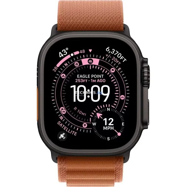 Умные часы Apple Watch Ultra 3 LTE 49 мм (титановый корпус, черный/терракота, текстильный ремешок размера M)