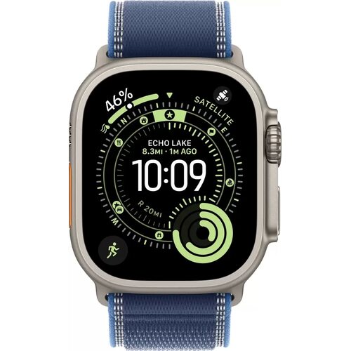 Умные часы Apple Watch Ultra 3 LTE 49 мм (титановый корпус, природный/синий, нейлоновый ремешок размера S/M)