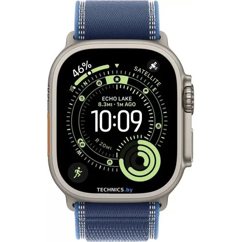 Умные часы Apple Watch Ultra 3 LTE 49 мм (титановый корпус, природный/синий, нейлоновый ремешок размера S/M)