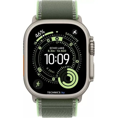 Умные часы Apple Watch Ultra 3 LTE 49 мм (титановый корпус, природный/зеленый, нейлоновый ремешок размера S/M)