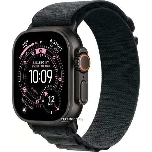 Умные часы Apple Watch Ultra 3 LTE 49 мм (титановый корпус, титановый/черный, текстильный ремешок размера L)