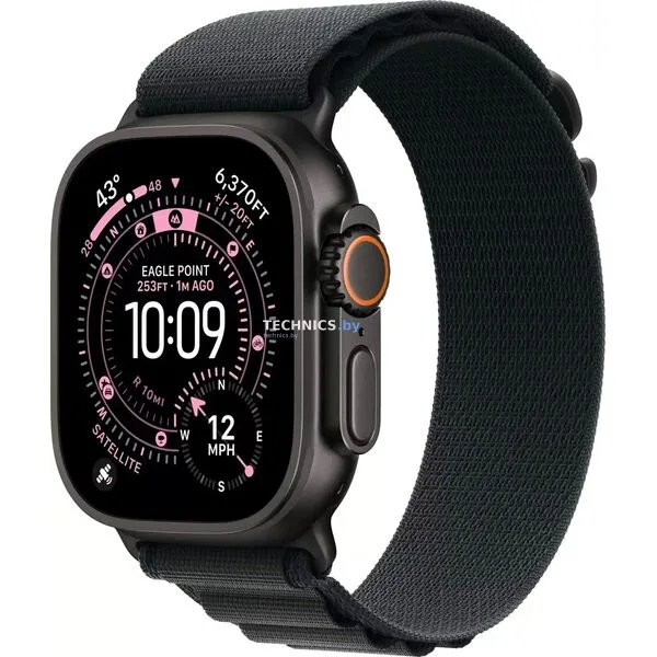 Умные часы Apple Watch Ultra 3 LTE 49 мм (титановый корпус, титановый/черный, текстильный ремешок размера S)
