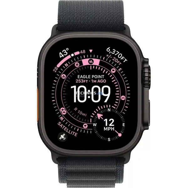 Умные часы Apple Watch Ultra 3 LTE 49 мм (титановый корпус, титановый/черный, текстильный ремешок размера S)