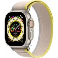 Умные часы Apple Watch Ultra LTE 49 мм (титановый корпус, титановый/желто-бежевый, нейлоновый ремешок размера S/M)