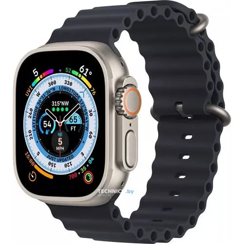 Умные часы Apple Watch Ultra LTE 49 мм (титановый корпус, титановый/темно-серый, ремешок из эластомера)