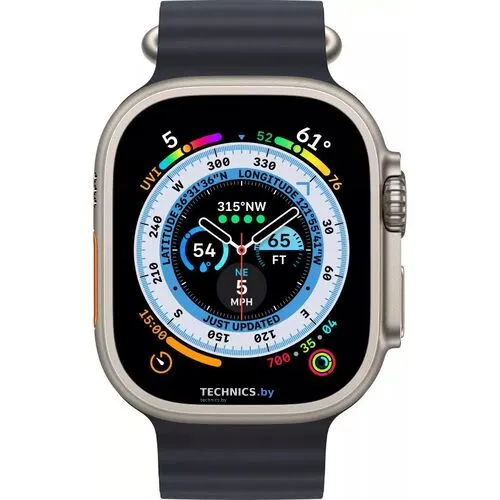 Умные часы Apple Watch Ultra LTE 49 мм (титановый корпус, титановый/темно-серый, ремешок из эластомера)