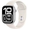 Умные часы Apple Watch Series 10 42 мм (алюминиевый корпус, серебристый/светло-персиковый, спортивный силиконовый ремешок M/L)