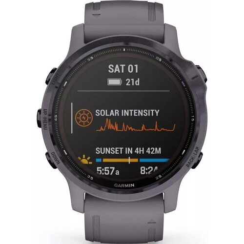 Умные часы Garmin Fenix 6S Pro Solar 42 мм (аметистовая сталь, силикон)