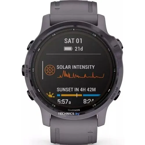 Умные часы Garmin Fenix 6S Pro Solar 42 мм (аметистовая сталь, силикон)