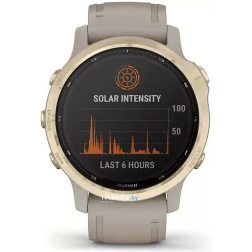 Умные часы Garmin Fenix 6S Pro Solar 42 мм (светло-золотистый, силикон)