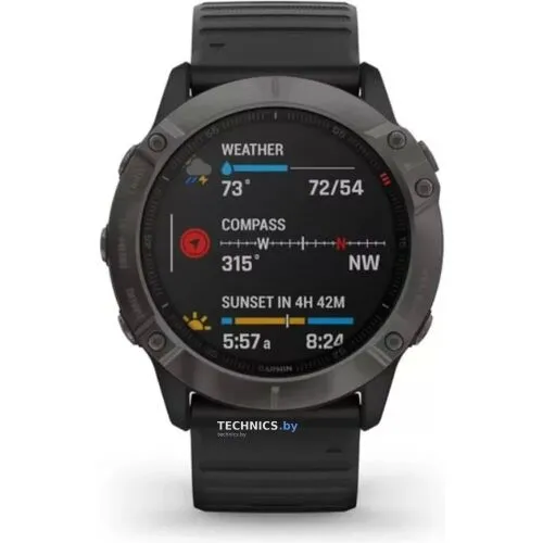 Умные часы Garmin Fenix 6X Pro Solar (титановый серый DLC/черный)