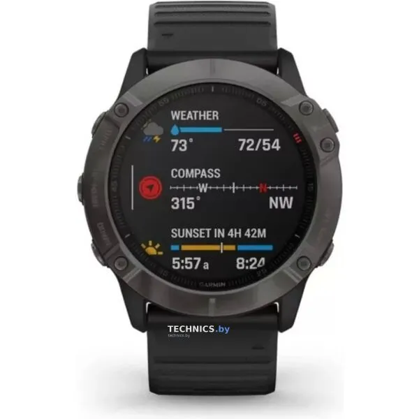 Умные часы Garmin Fenix 6X Pro Solar (титановый серый DLC/черный)