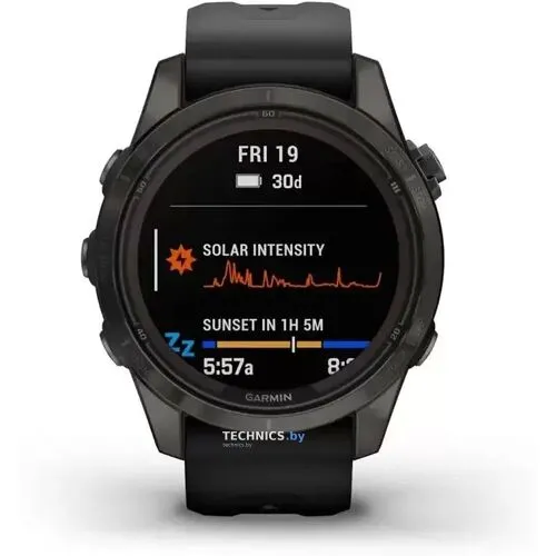 Умные часы Garmin Fenix 7S Pro Sapphire Solar (карбоново-серый титан/черный)