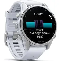 Умные часы Garmin Fenix 8 43мм (серебристый, белый ремешок)