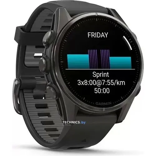 Купить Умные часы Garmin Fenix 8 Sapphire 43мм (титановый угольно-черный DLC, пепельно-серый ремешок)