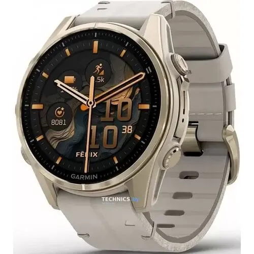 Garmin Fenix 8 Sapphire: элегантность и мощь в золотистом цвете.