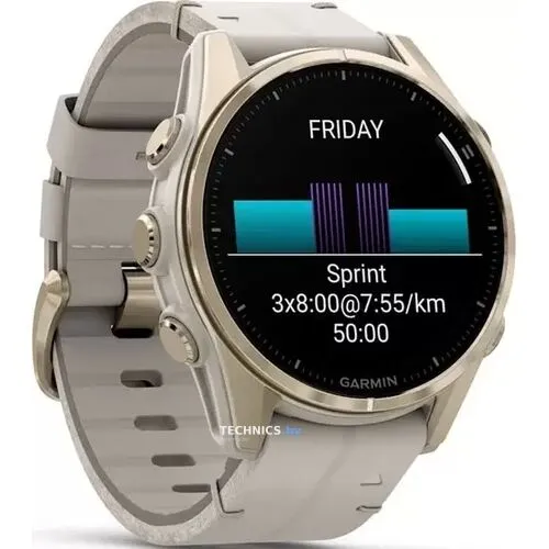 Garmin Fenix 8 Sapphire: элегантность и мощь в золотистом цвете.