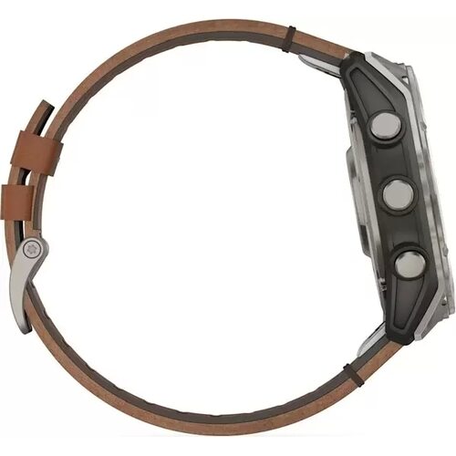 Умные часы Garmin Fenix 8 Sapphire 51мм (титановый, каштановый кожаный ремешок)