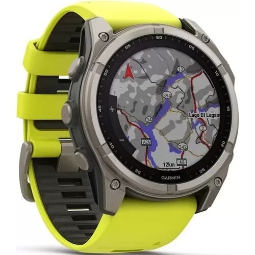 Умные часы Garmin Fenix 8 Solar, Sapphire 47мм (титановый, желтый силиконовый ремешок)