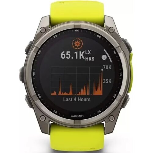 Умные часы Garmin Fenix 8 Solar, Sapphire 47мм (титановый, желтый силиконовый ремешок)