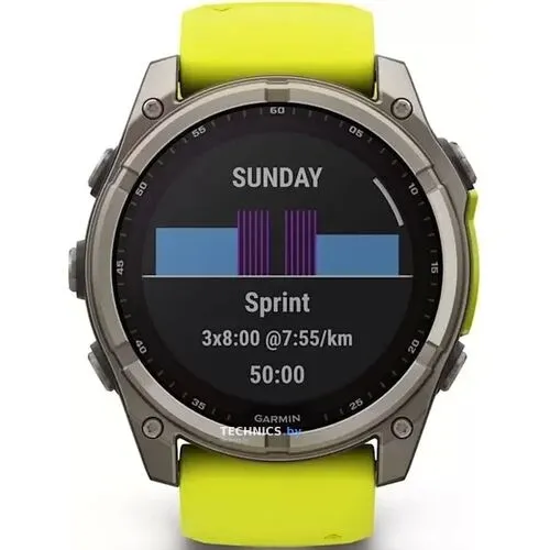 Умные часы Garmin Fenix 8 Solar, Sapphire 47мм (титановый, желтый силиконовый ремешок)