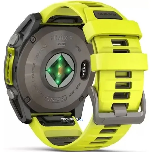 Умные часы Garmin Fenix 8 Solar, Sapphire 47мм (титановый, желтый силиконовый ремешок)