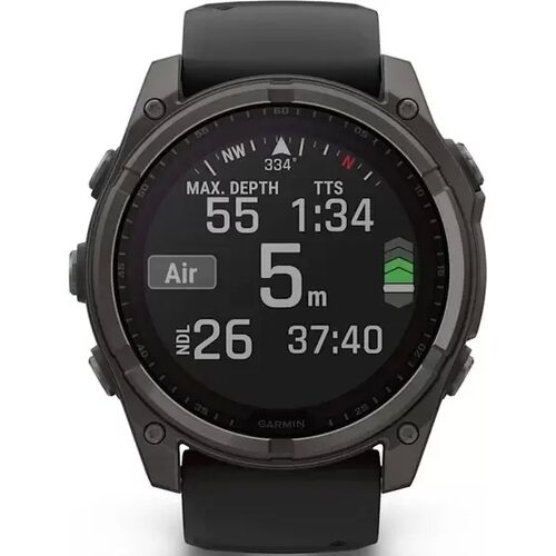 Купить Умные часы Garmin Fenix 8 Solar, Sapphire 51мм (титановый угольно-серый с DLC-покрытием и черным ремешком)