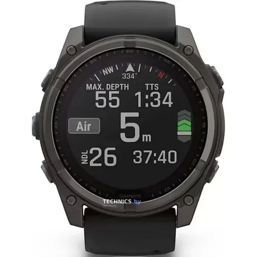 Купить Умные часы Garmin Fenix 8 Solar, Sapphire 51мм (титановый угольно-серый с DLC-покрытием и черным ремешком)