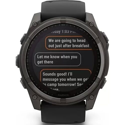 Купить Умные часы Garmin Fenix 8 Solar, Sapphire 51мм (титановый угольно-серый с DLC-покрытием и черным ремешком)