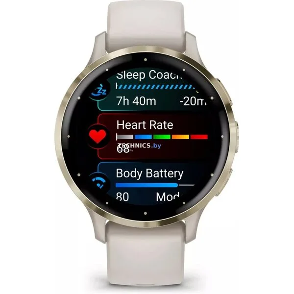 Умные часы Garmin Venu 3S (слоновая кость, с силиконовым ремешком)