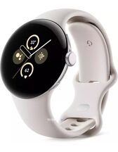 Умные часы Google Pixel Watch 2 LTE (глянцевый серебристый/фарфор, спортивный силиконовый ремешок)