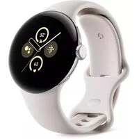 Умные часы Google Pixel Watch 2 LTE (глянцевый серебристый/фарфор, спортивный силиконовый ремешок)